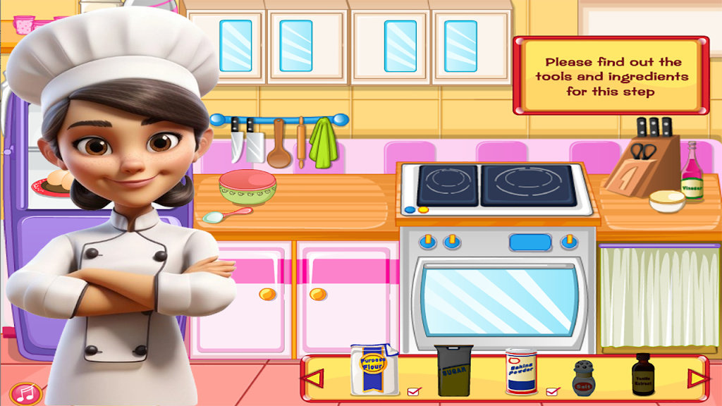 女孩烹饪蛋糕彩虹