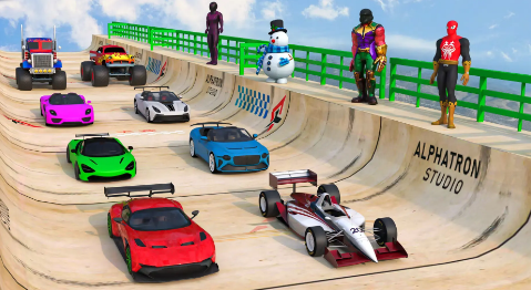 超级英雄汽车特技巨型坡道截图1